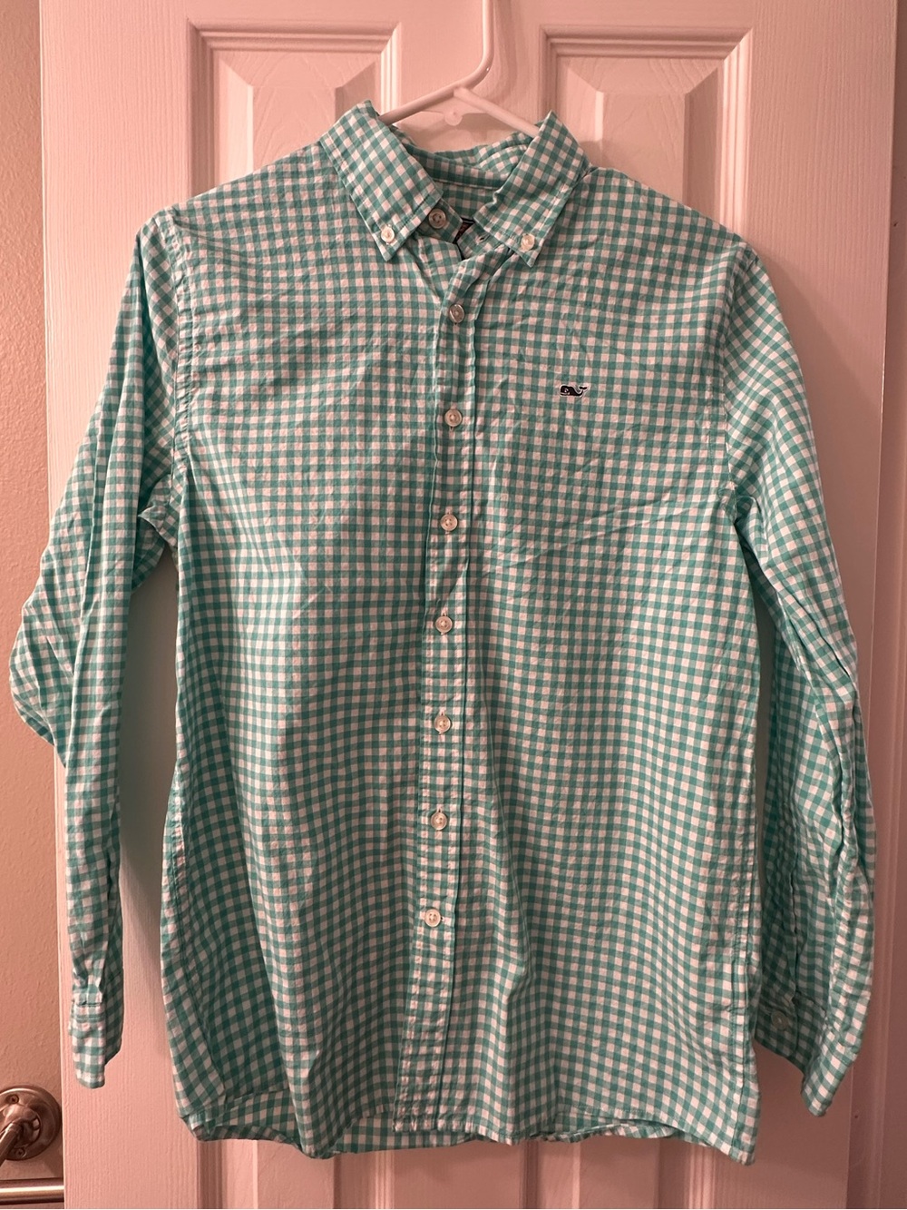 Vineyard Vines Boys Size 16 Green Gingham Button Down Shirt